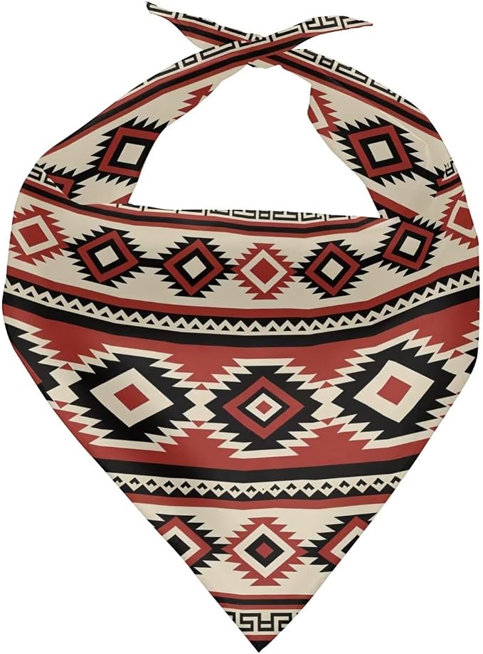 KEIAHUAN Aztec Tribal Dog Bandanas Adjustable Triangle Reversible Bibs Kerchief Pet Costume Accessories for Small Medium Large Dogs Cats