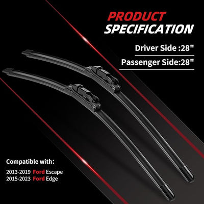 OTUAYAUTO 28"+28" Windshield Wiper Blades Replacement for Ford Escape 2013-2019, Edge 2015-2023 Pinch Tab Precision Fit, All-Weather Premium Performance, Front Window Wiper Blades (Pack of 2)