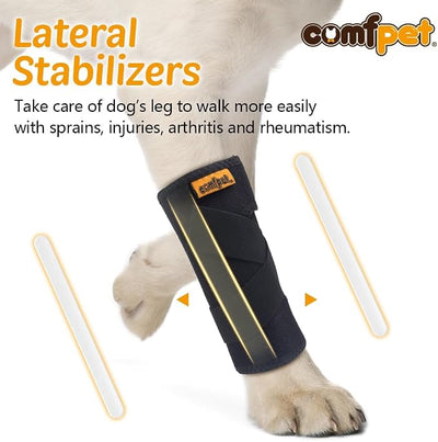 Dog Front Leg Brace, Dog Leg Support Wrap with Plastic Bar Stabilizers, Canine Front Leg Wrap Sleeve to Prevent Licking, Dog Sprains, Arthritis (Large)