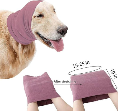 Quiet Ears for Dogs Anxiety Barking Dog Ear Covers Muffs Snood for Noise | 2PCS Ear Hearing Earmuffs Fireworks Protection Anti Anxiety Dog Hat Large Dog (Purple & Grey)