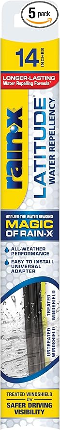 Rain-X 5079272-2 Repellency Water Repellent Wiper Blades, 14" Windshield Wiper, All Weather Streak-Free for Enhanced Visibility w/Water Repellency Formula (Pack of 5)