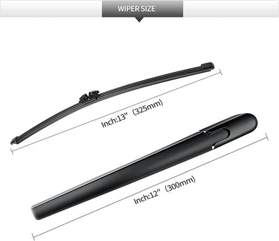 Rear Wiper Blade Assembly, Back Windshield Wiper Blades Arm Accessories Replacement for Ford Edge 2015-2024, Rear Wiper Blade and Arm Set for 2015 2016 2017 2018 2019 2020 2021 2022 2023 2024