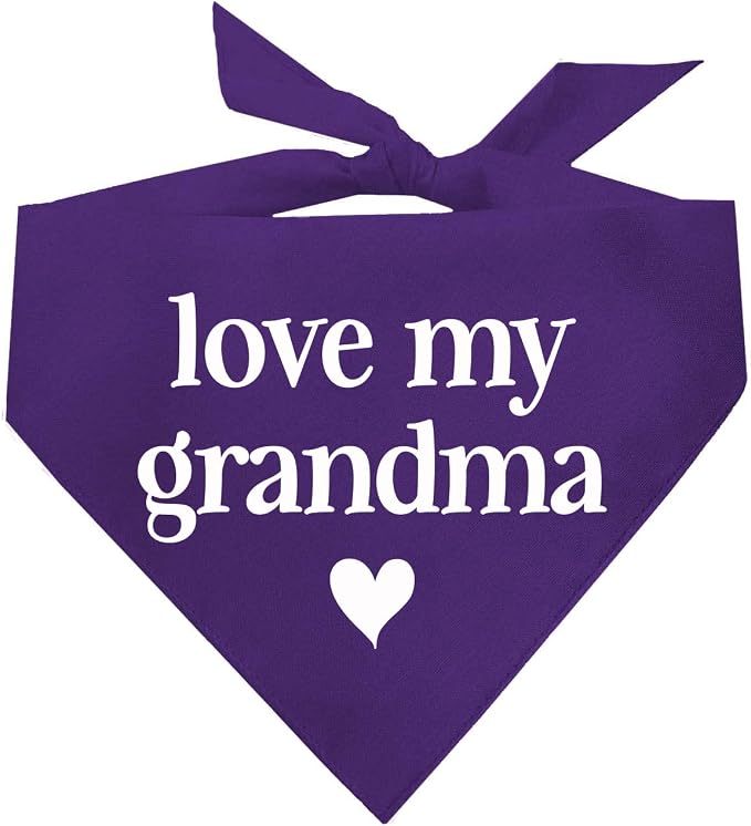 Love My Grandma Mother's Day, Valentine's Day Dog Bandana (Purple, OS 399)