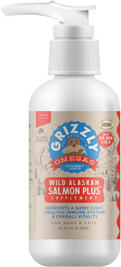 Grizzly Salmon Oil Cat Food Supplement Omega 3 Fatty Acids, 4 oz