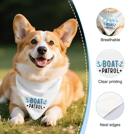 Boat Patrol Funny Dog Bandana, Nautical Patrol Dogs Costume for Boy Girl, Cute Summer Ocean Anchor Dog Bandana, Outdoor Hiking Beach Bandana, New Pet Birthday Gifts for Dogs Lovers