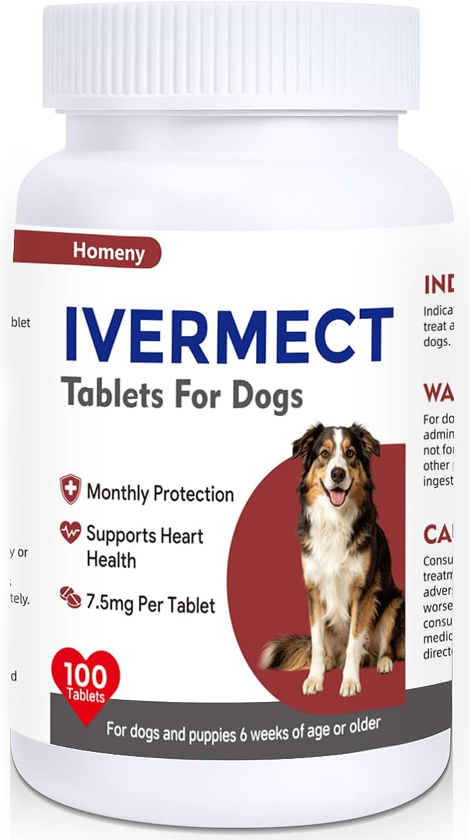 Ivermect Tablets for Dogs, Monthly Heart Health Support, Promotes Cardiovascular Wellness, Circulation & Energy, Canine Wellness Supplement, 100 Tablets