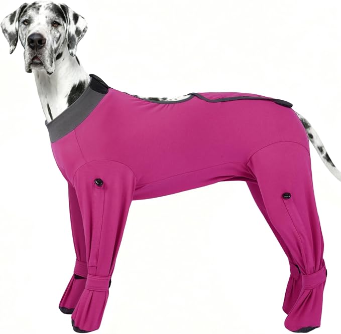 ROZKITCH Surgical Recovery Suit for Dogs, Soft & Breathable Dog, Prevent Licking & Shedding, Post-Surgery Bodysuit for Extra Large Dogs, Dog Cone e-Collar Alternative Rosered 5XL