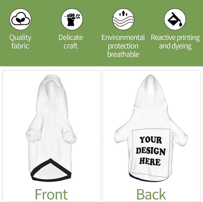 Dog Clothes, Custom Dog Hooded Sweatshirt, Personalized Pet Costume Robe Shirt with Text/Image/Club Name/Pet Shop Logo for Small Medium Large Dogs and Cats, White, S