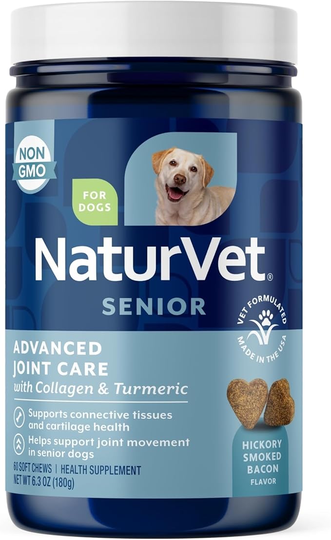 Senior Advanced Joint Health Dog Supplement – Includes Glucosamine, MSM, Chondroitin, Collagen – Helps Supports Canine Joint Health Function – 60 Ct. Soft Chews