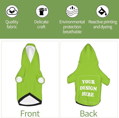 Dog Clothes, Custom Dog Hooded Sweatshirt, Personalized Pet Costume Robe Shirt with Text/Image/Club Name/Pet Shop Logo for Small Medium Large Dogs and Cats, GrassGreen, S