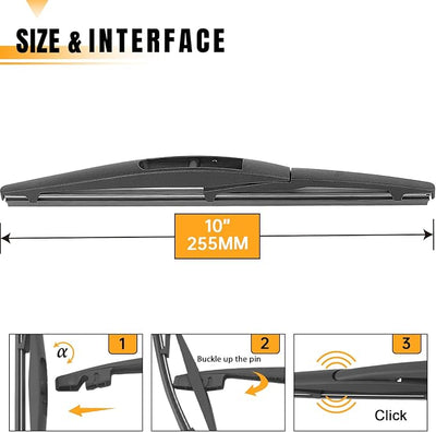 AUTOBOO 10 Inch Rear Wiper Blade Replacement for Honda HRV 2022-2016 CRV 2023-2025 Mitsubishi Outlander Sport 2024-2011 Leaf QX80 QX56-BACK Windshield Wiper Blade -Original Factory Quality (Pack of 1)