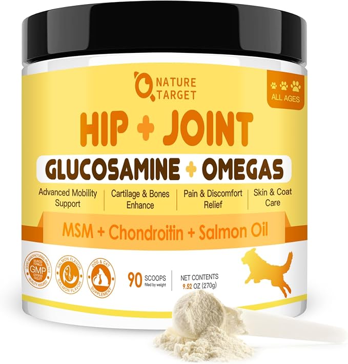 Glucosamine for Dogs, Joint Supplement for Dogs, Chondroitin, MSM, Turmeric, Omega 3, Support Hip & Joint Mobility - Dog Joint Pain Relief for Small & Large Breed, 9.52 Oz