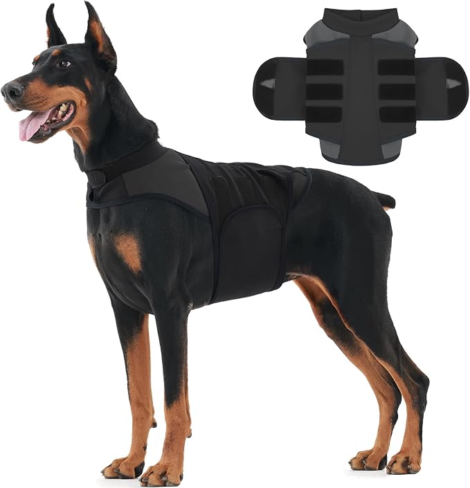 Dog Anxiety Relief Coat, Calming Compression Jacket for Loud Noise,New Environments,Soft Stress and Anxiety Relief Coat for Large Dogs, Pet Trainer & Vet Trusted Calming Shirt, Grey, XL