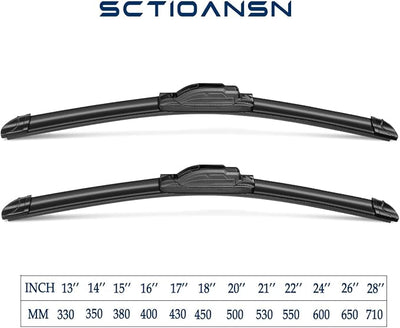 26" + 17" Wiper Blades for Nissan Rogue 2014-2013, INFINITI Q50 2014-2023 2024, INFINITI Q60 2017-2021 2022, Automotive Replacement Windshield Wiper Blades for My Car-Pack of 2 (J-HOOK)