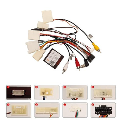 16PIN Car Stereo Wiring Harness Canbus for Toyota Camry RAV4 Corolla Tundra Highlander 2007-2012, Radio Wire Harness Power Cable Compatible with Android Head Unit JBL AMP Backup Camera SWC