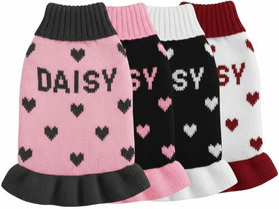 Personalized Dog Sweater Dress, Customized Pet Clothes Warm Winter Outfit for Dogs, Bright Puppy Sweatshirt, Pet Birthday Outfit, Dog Lovers Gifts