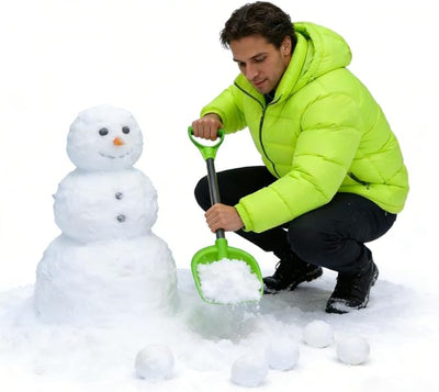 Kids Snow Shovel with Stainless Steel Handle, Kids Beach Shovel Small Digging Shovels with Plastic Scoop, Mini Snow Removal Tool for Beach Driveway Car Garden (Green)