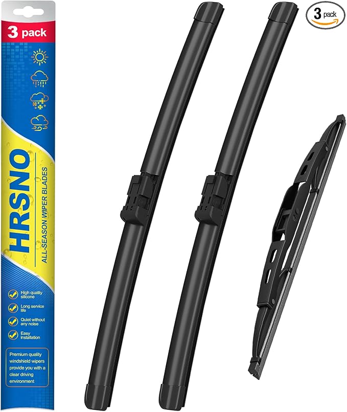 HRSNO® Wiper Blades:3-Pack Windshield Wipers for Chevrolet Equinox 2010-2017-All-Season Beam Design-Quiet Streak-Free-Exact Fit Replacement for Chevrolet Cars (24"/17"/13")