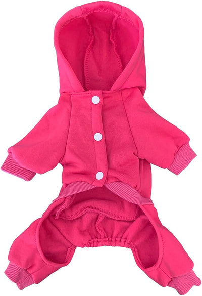 Izefia Dog Hoodie Security Clothes Tracksuit 4 Legs Jumpsuit Fleece Sweater Winter Sweat Shirt Warm Cotton Hoodies for Small Dog Medium Large Cat Magenta XXL