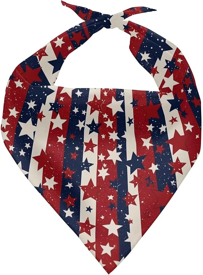 American Flag Dog Bandanas Washable Reversible Dog Bib Adjustable 4th of July Patriotic Pet Handkerchief Accessories Fits Small & Large Dogs 1 Pack