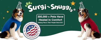 SurgiSnuggly Veterinary Invented Dog Surgical Recovery Suit for Female Spay or Male Dogs Neuters Onesie,Cone Alternative, Original Onesie Bodysuit for After Surgery Small, Medium, Large Dogs SM BR EC