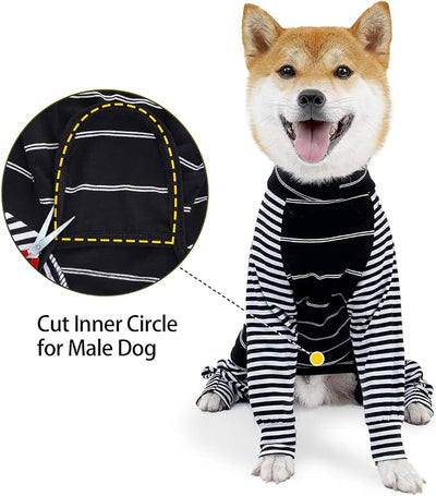Dog Recovery Suit Abdominal Wound After Surgery Wear Prevent Licking Wounds E-Collar & Cone Alternatives Postoperative Shirt Dog Pajamas Long Sleeve Prevent Shedding (XXX-Large(Pack of 1), Black)