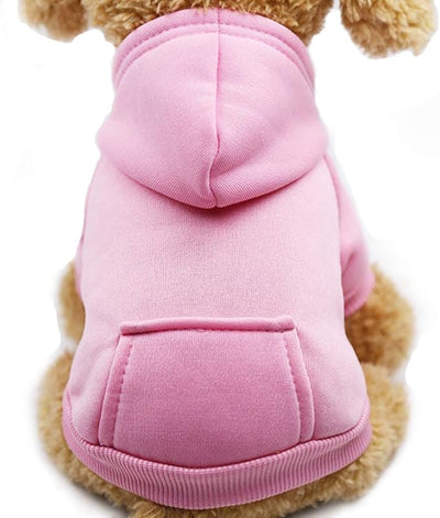 Jecikelon Soft Dog Hoodies for Small Dogs, Fleece Puppy Sweatshirt with Pockets, Warm Winter Cold Weather Coats for Pet Cat, Cute Clothes Puppy Costume (Pink, Medium)
