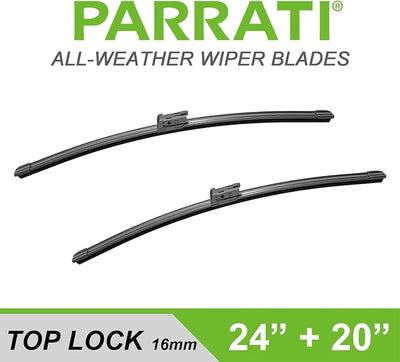 PARRATI® 24 Inch & 20 inch of High Performance Premium All-Season Automotive Replacement Front Windshield Wiper Blades for A4 A5 A7 Volvo S90 V90,Easy DIY Install(Set of 2)