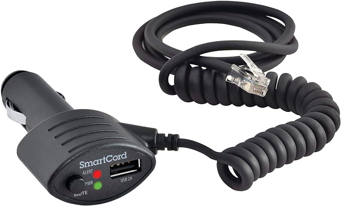 Cobra Official SmartCord USB, Half Straight Half Coiled Cord with USB Charging Port, Works with All Current Generation and Cobra Windshield Mounted Detectors, Apple and Android Devices