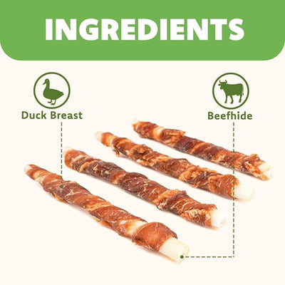 MON2SUN 5 Inch Duck Wrapped Rawhide Dog Treats for Puppy and Small Dogs, Promotes Dental Health, Healthy Snacks 14.11 oz