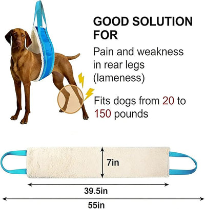 20-150lb Dog Sling for Large Dogs Hind Leg Support, Hevy Duty Portable Dog Lift Harness for Back Legs, Dog Hip Harness Large Breed, Blue, Large