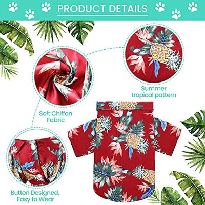 Weewooday 4 Pieces Small Pet Summer T-Shirts Hawaii Style Floral Pet Dog Shirt Breathable Cool Clothes Beach Seaside Puppy Sweatshirt for Puppy(Cute Style,Small)
