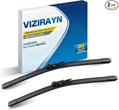 2 pcs 24" 23" Front & Rear Windshield Wiper Blades,VIZIRAYN Replacement for BMW 525i/545i/650i 2004-2005 525i/530i 2004-2007, Pinch Tab (Pack of 3) OEM Quality, All-Season