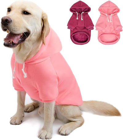 2-Pack Dog Hooded Sweaters & Jackets - Soft Dog Clothes Hoodie for Small/Medium/Large Dogs & Cats | All-Season Comfort & Fit, Stylish Pet Shirts Apparel & Accessories (Pink, Purple, Large)