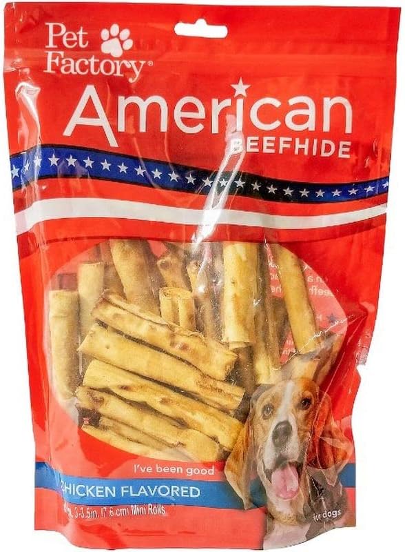 American Beefhide 3" Mini Rolls Dog Chew Treats - Chicken Flavor, 40 Count/1 Pack
