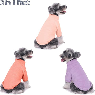 GYALAPERI Dog Sweater, 3 Pack Dog Sweaters for Small Dogs Girl Boy, Ultra Soft Warm Puppy Clothes Dog Coat for Winter (Rose+Lt Pink+Lt Purple, Small)