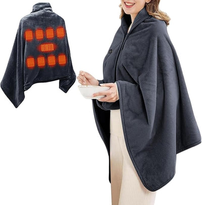 Heated Shawl Wraps for Women Rechargeable Portable Heated Blanket Soft Cordless USB Electric Heated Blanket Zipper