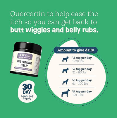 Alice & Eli Quercetin for Dogs - Liposomal Quercetin with Bromelain for Maximum Absorption - for Seasonal and Environmental Allergies - 30 Day Large Dog Supply