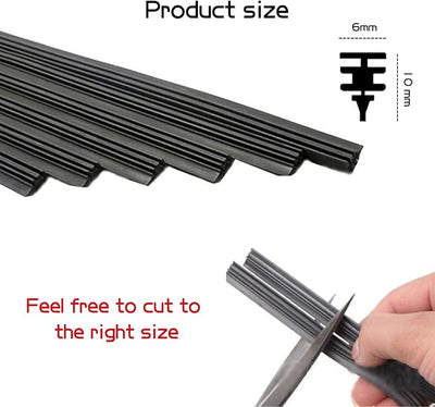 4-Piece Bracketless Wiper Rubber Filler Strip, 26 Inch Size Adjustable Wiper Substitution Rubber, Suitable for Front, Rear Windshield, Doors, Windows (Black)