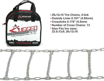 The ROP Shop Pair of 4 Link Tire Chains 29x12x15 for Simplicity & Kubota Lawn Mower, Tractor