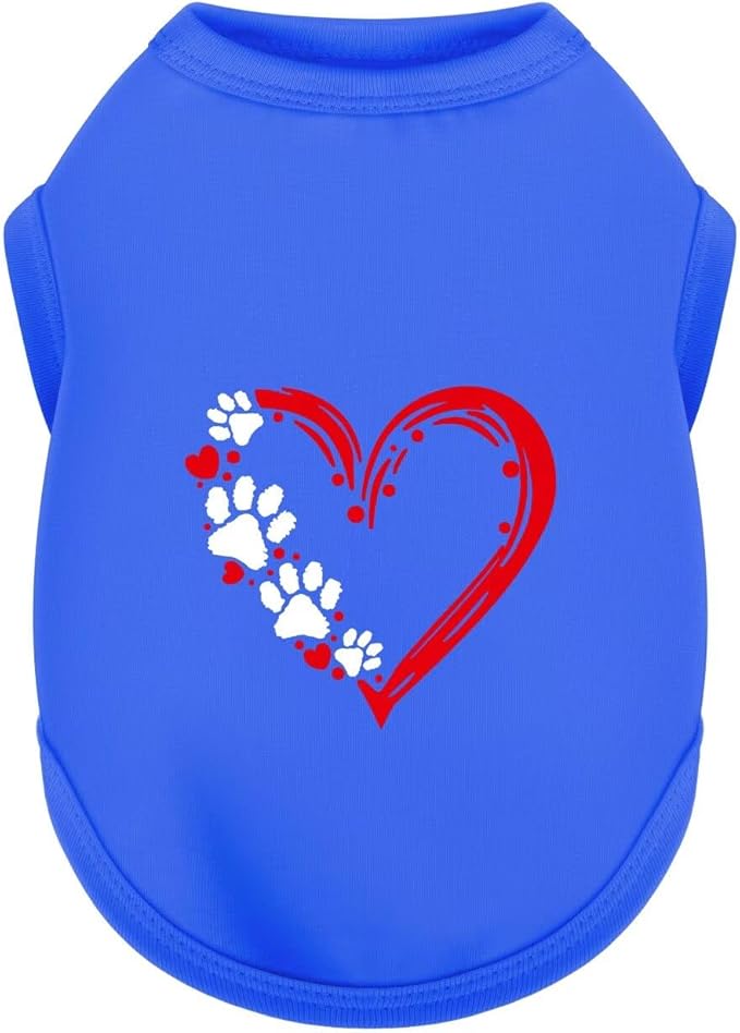 Discover Cozy Sleeveless Canine Wear: Soft, Lightweight, and Breathable Cotton Dog Shirt Featuring Heart and Paw Graphics. Vest Tank Top is Ideal for Small, Medium, and Large Breeds Blue XL