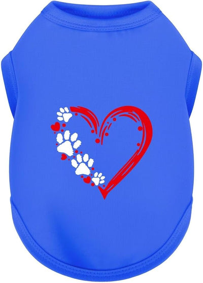 Discover Cozy Sleeveless Canine Wear: Soft, Lightweight, and Breathable Cotton Dog Shirt Featuring Heart and Paw Graphics. Vest Tank Top is Ideal for Small, Medium, and Large Breeds Blue 2XL