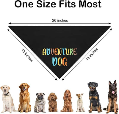 Adventure Dog Black Dog Bandana for Dogs, Funny Pet Scarf Photo Prop for Outdoor Adventure Hiking Camping Mountain, Christmas Birthday Gifts for Pup Mom Dad Lover, Polyester, 27x13x18 Inches