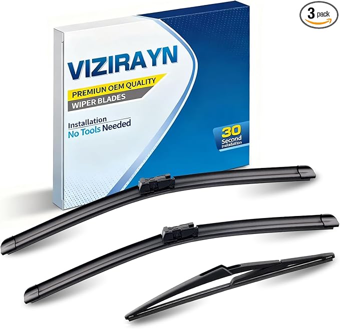 3 pcs 26" 23" 12" Front & Rear Windshield Wiper Blades,VIZIRAYN Replacement for Mercedes-Benz ML550 2012-2014, ML350/ML63 AMG 2012-2015,Top Lock (Pack of 3) OEM Quality, All-Season
