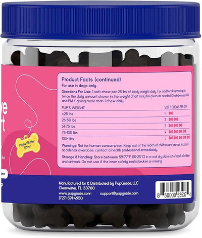 PupGrade Digestive Support for Dogs - Prebiotic + Probiotic Supplement with Enzyme Blend - Gut and Immune Support - Pumpkin, Blueberry, Mineral Oil, Peanut Butter Flavor - 60 Soft Chews