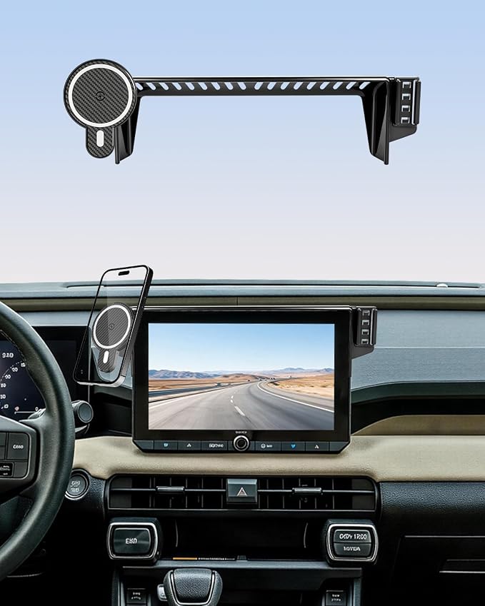 PZK Dual Car Phone Mount for Toyota RAV4 2026 Accessories 10.5-Inch Screen | Magnetic 15W Fast Wireless Charger Phone Holder 360° Rotation Phone Cradle Hands-Free Not Affect Vent (Not Fit 12.9-Inch)