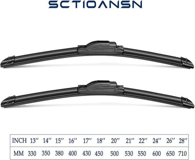 OEM Quality 28" + 15" Premium All-Seasons Auto Windshield Wiper Blades J-Hook(Set of 2)