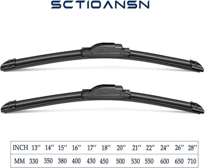 2Pcs Windshield Wipers-24" + 22" Premium All-Seasons Auto Windshield Wiper Blades for My Car (Set of 2)-J-Hook