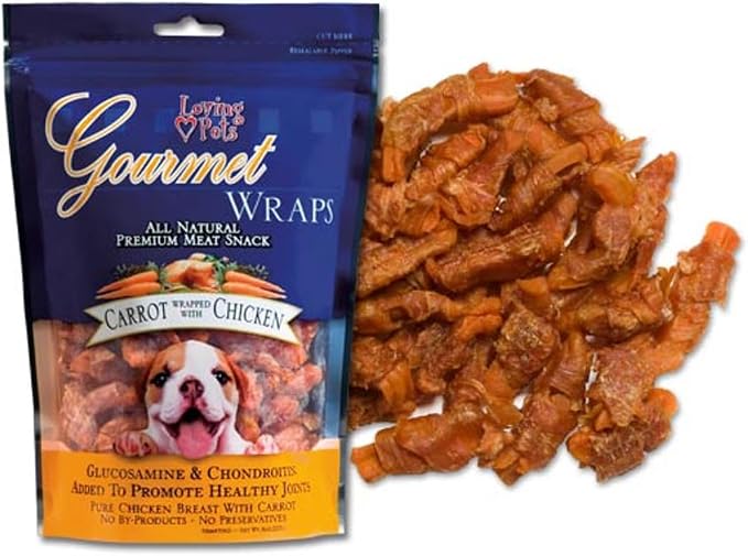 Loving Pets Gourmet All Natural Premium Carrot and Chicken Wraps with Glucosamine and Chondroitin, Dog Treats, 6oz