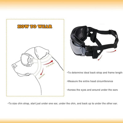 Dog Sunglasses Dog Goggles, UV Protection Wind Dust Fog Protection Pet Glasses Eye Wear Protect with Adjustable Strap for Medium or Large Dogs (Pack of 2)